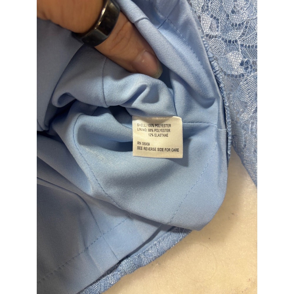 Chelsea & Violet Blue Lace Corset Top Long Puff Sleeve Sweetheart Size 4 NWT - Picture 10 of 13